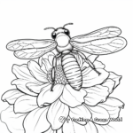 Zinnia and Bee Coloring Pages: Pollination Scene 3