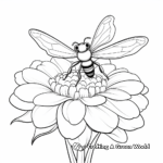 Zinnia and Bee Coloring Pages: Pollination Scene 4