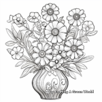 Zinnia Vase Arrangement Coloring Pages for Adults 2