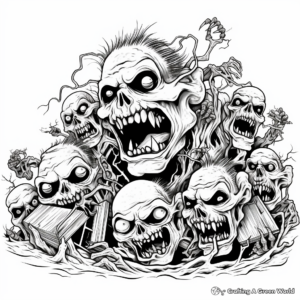 Zombie Invasion Coloring Pages 2