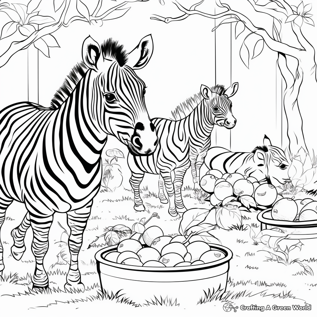 Zoo Animals Feeding Time Coloring Pages 1