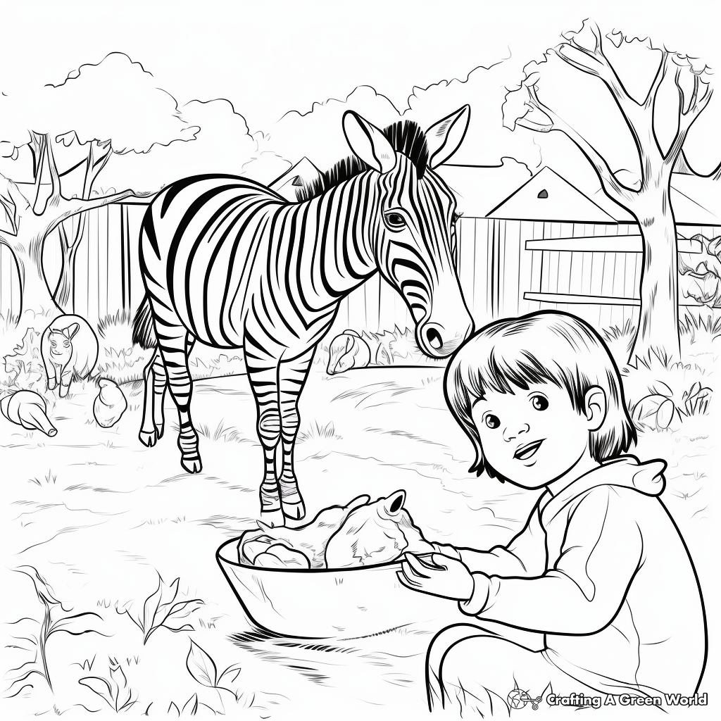 Zoo Animals Feeding Time Coloring Pages 4