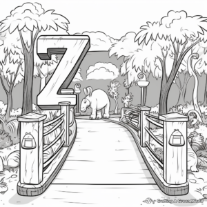 Zoo Entrance with Bright Banners Coloring Pages 4