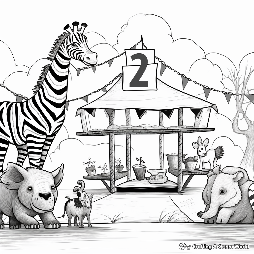 Zoo-Themed Birthday Party Coloring Pages 1