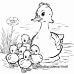 5 Little Ducks and Mother Duck Coloring Pages 1