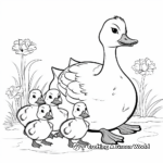 5 Little Ducks and Mother Duck Coloring Pages 2