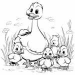 5 Little Ducks and Mother Duck Coloring Pages 4