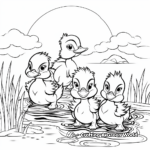 5 Little Ducks at Sunset Coloring Pages 1