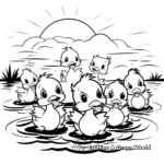 5 Little Ducks at Sunset Coloring Pages 2