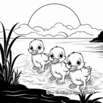 5 Little Ducks at Sunset Coloring Pages 3