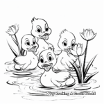 5 Little Ducks on a Pond Coloring Sheets 3