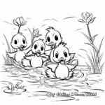5 Little Ducks Swimming Coloring Pages 1