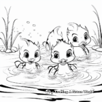 5 Little Ducks Swimming Coloring Pages 2
