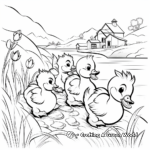 5 Little Ducks with a Landscape Coloring Pages 1