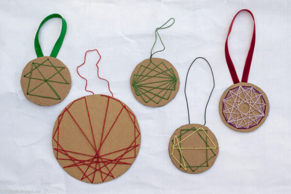 embroidered cardboard ornaments