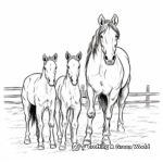 A Fam of Farm Horses Coloring Pages 1