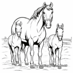 A Fam of Farm Horses Coloring Pages 4