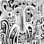 Abstract Art Kraken Coloring Pages 1