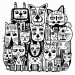 Abstract Artistic Coloring Pages of Dogs and Cats 1