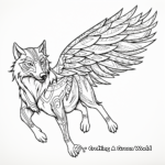 Abstract Flying Winged Wolf Coloring Pages for Artists 1