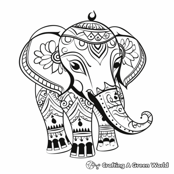 Henna Elephant Coloring Pages - Free &amp; Printable!