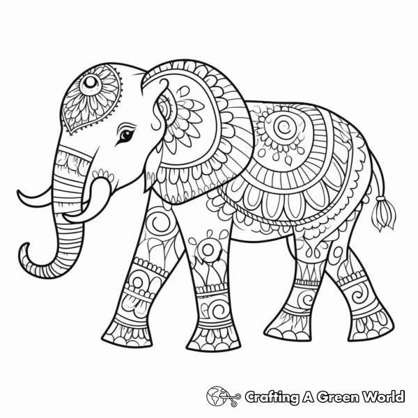 Henna Elephant Coloring Pages - Free &amp; Printable!