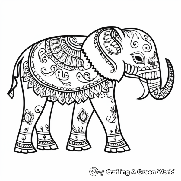 Henna Elephant Coloring Pages - Free &amp; Printable!