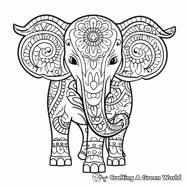 Henna Elephant Coloring Pages - Free &amp; Printable!