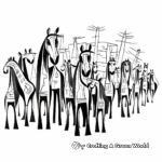 Abstract Herd of Horses Coloring Pages for Artists 2
