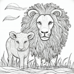 Abstract Lion and Lamb Coloring Pages 2