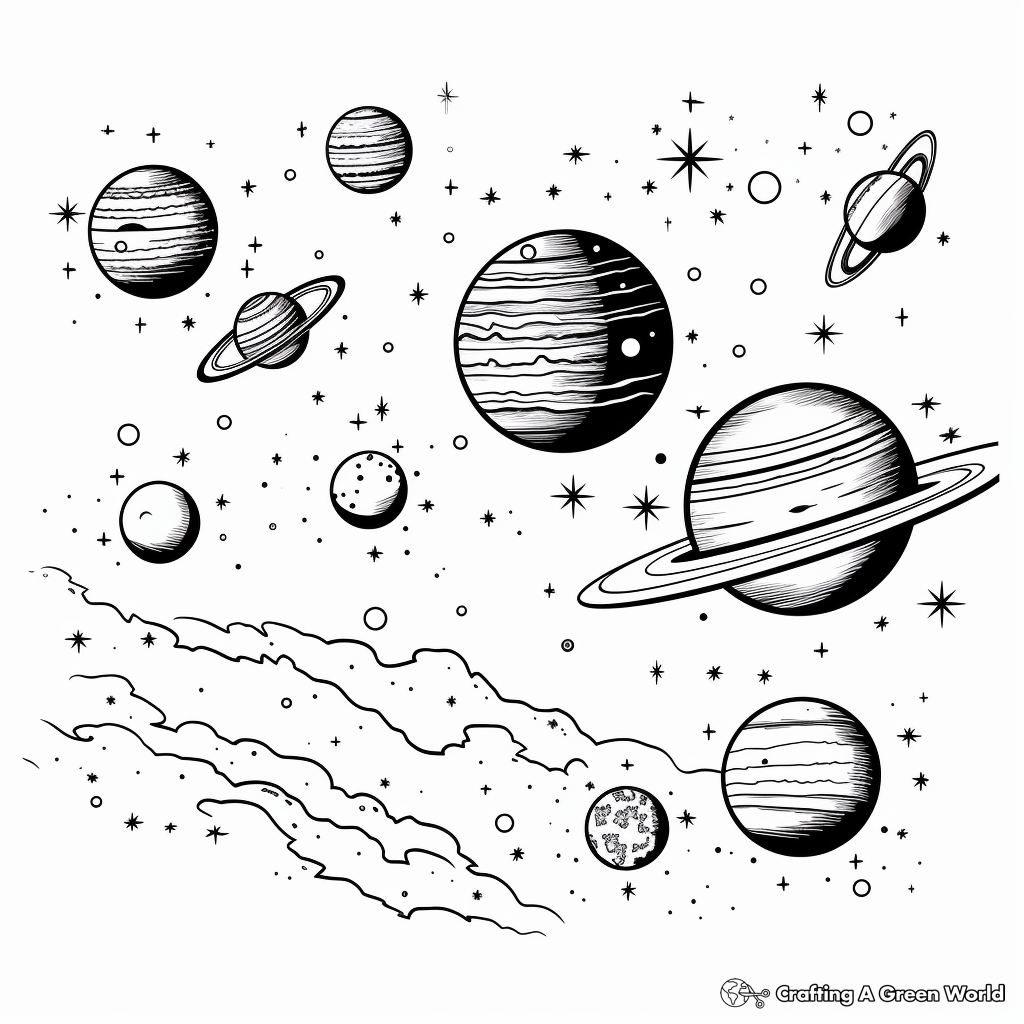 Abstract Solar System Coloring Pages for Artists 3