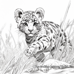 Action-Filled Clouded Leopard Hunting Scene Coloring Pages 2