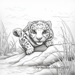 Action-Filled Clouded Leopard Hunting Scene Coloring Pages 3