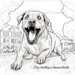 Action-Packed Chocolate Lab In Park Coloring Pages 1