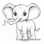 Adorable Baby Elephant Coloring Pages 1