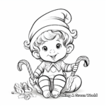 Adorable Baby Gnome with Candy Cane Coloring Pages 1