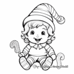 Adorable Baby Gnome with Candy Cane Coloring Pages 2