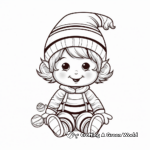 Adorable Baby Gnome with Candy Cane Coloring Pages 3