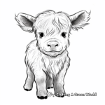 Adorable Baby Highland Cow Coloring Pages 2