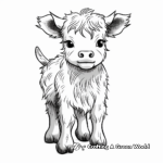 Adorable Baby Highland Cow Coloring Pages 4