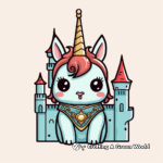 Adorable Baby Unicorn and Castle Coloring Pages 1
