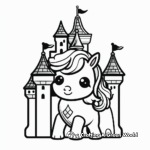 Adorable Baby Unicorn and Castle Coloring Pages 2