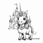 Adorable Baby Unicorn and Castle Coloring Pages 3