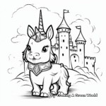 Adorable Baby Unicorn and Castle Coloring Pages 4