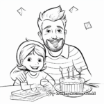 Adorable Dad and Kid Birthday Celebration Coloring Pages 1