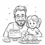 Adorable Dad and Kid Birthday Celebration Coloring Pages 2