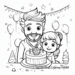 Adorable Dad and Kid Birthday Celebration Coloring Pages 3