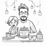 Adorable Dad and Kid Birthday Celebration Coloring Pages 4