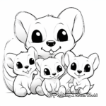 Adorable Kinkajou Family Coloring Pages 4
