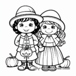 Adorable Little Pilgrim Children Coloring Pages 3